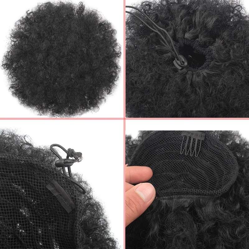 Ponytail High Hair Puff Clip in Chignon Bun Hairpiece Afro Kinky Curly Synthetic Drawstring ponytail Hair Extensions - Trendycomfy